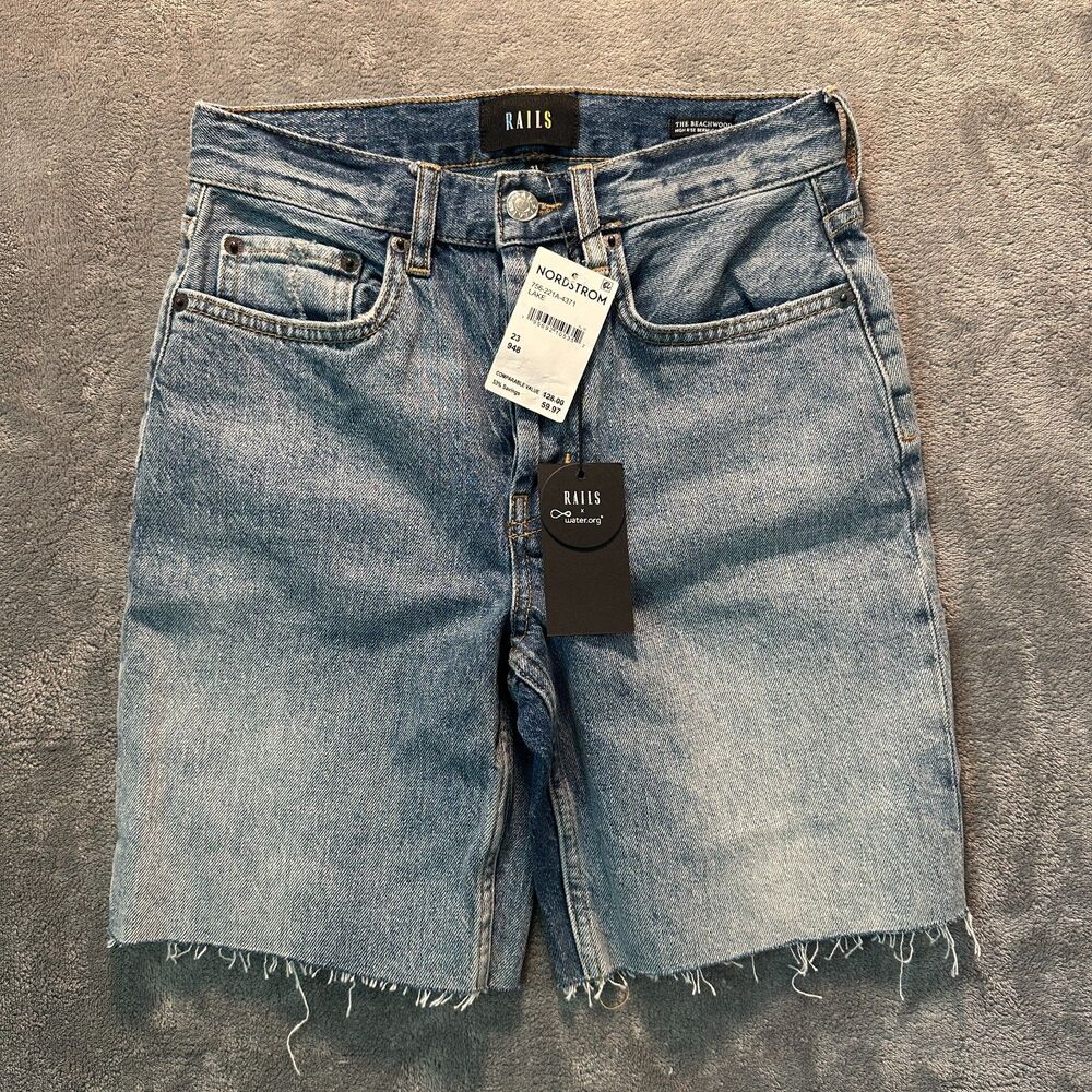 NWT NEW Rails Beachwood High Rise Bermuda Shorts Size 23 Lake Cutoff Denim Jean